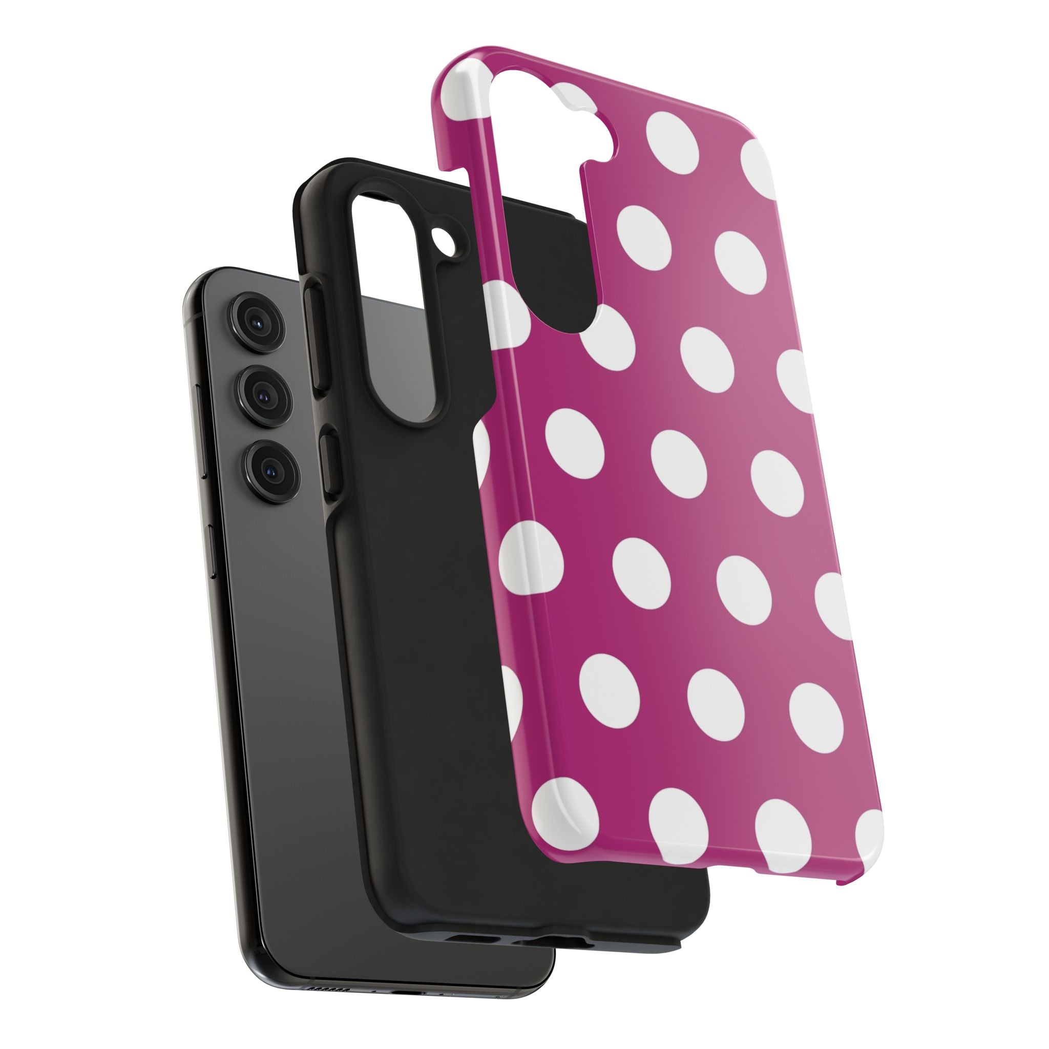 Magenta Polka Dot Tough Phone Case — Durable Protective Cover with White Dots