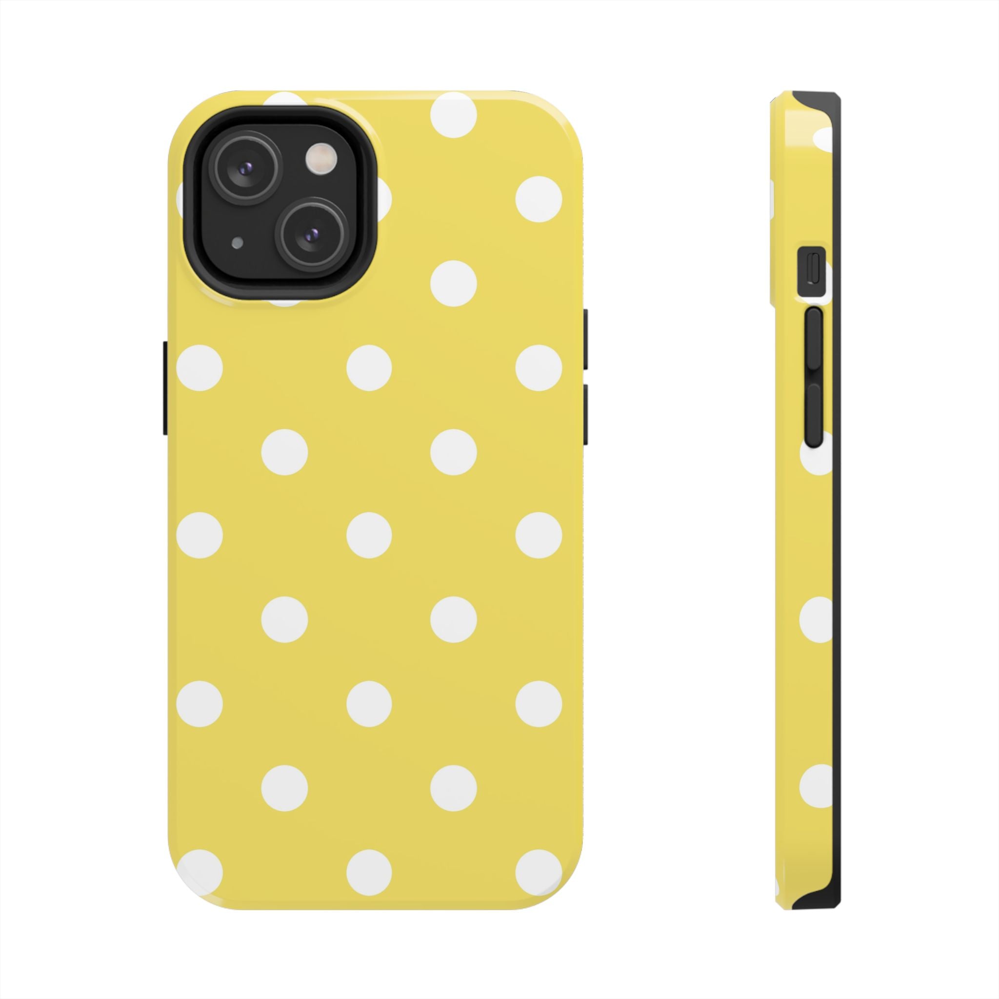 Yellow Polka Dot Tough Phone Case — Cute Protective Phone Cover
