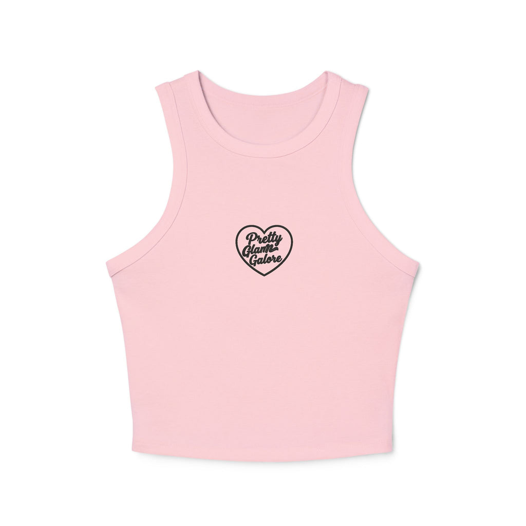 Women's Racer Tank — 'Love Yourself' Heart Micro Rib Crop Top