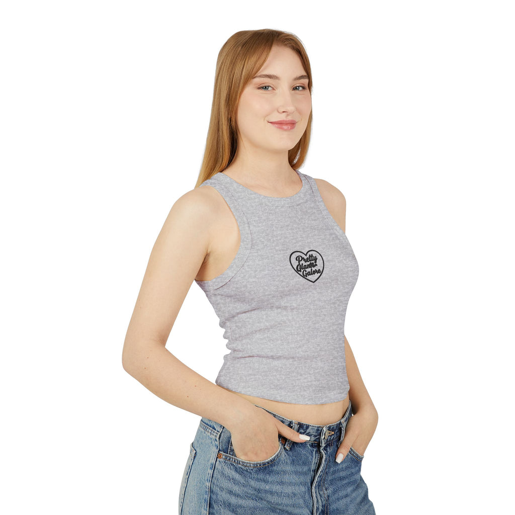 Women's Racer Tank — 'Love Yourself' Heart Micro Rib Crop Top