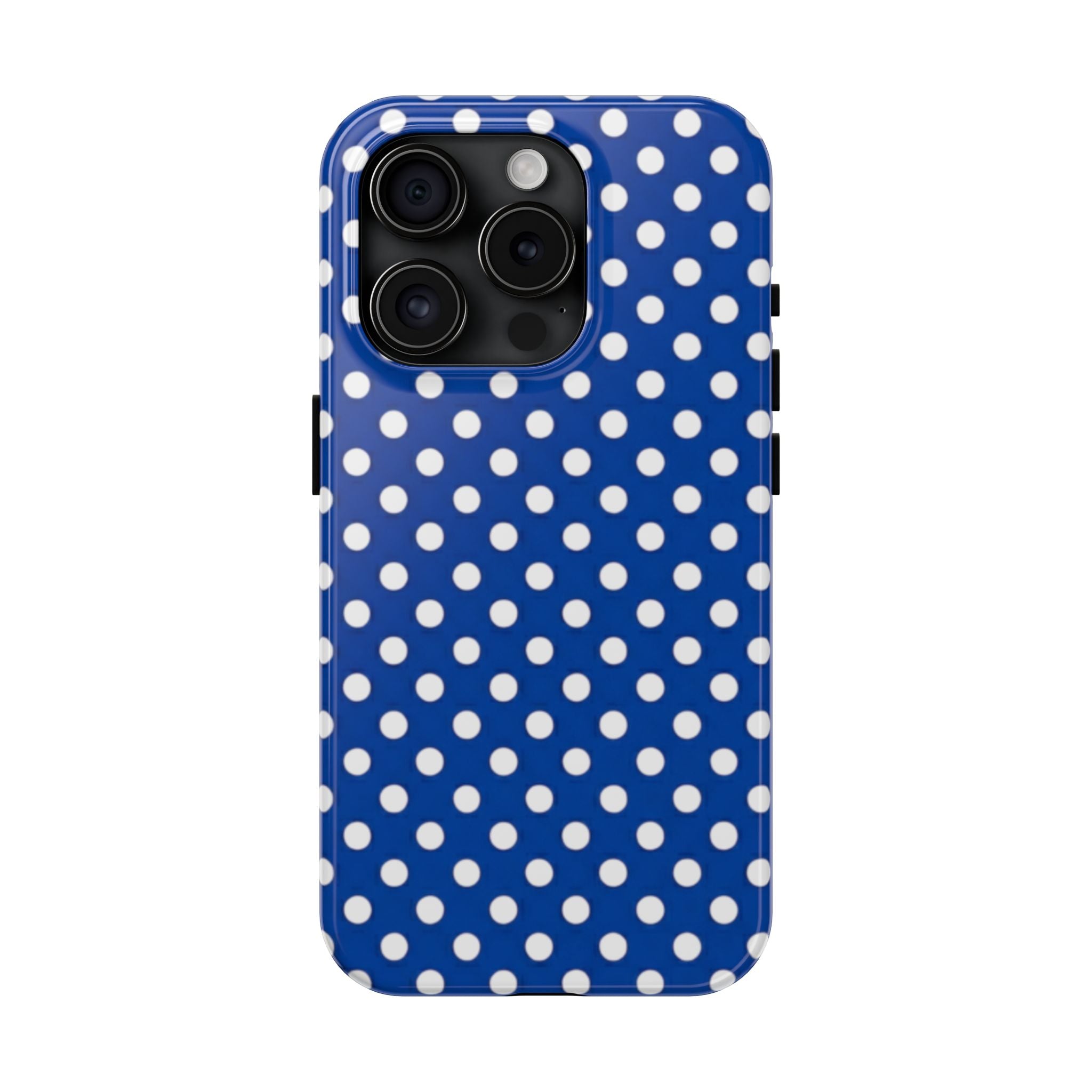 Polka Dot Tough Phone Case — Navy Blue White Dot Protective Phone Cover