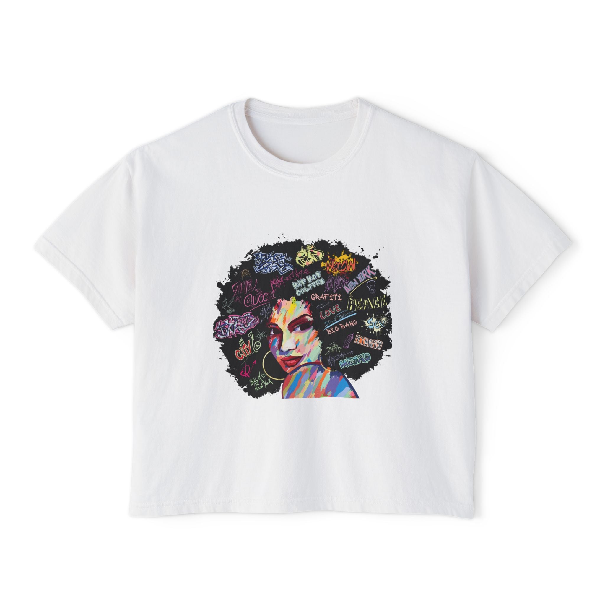 Afro Art Pop Women's Boxy Tee — Empowerment Graphic Tee