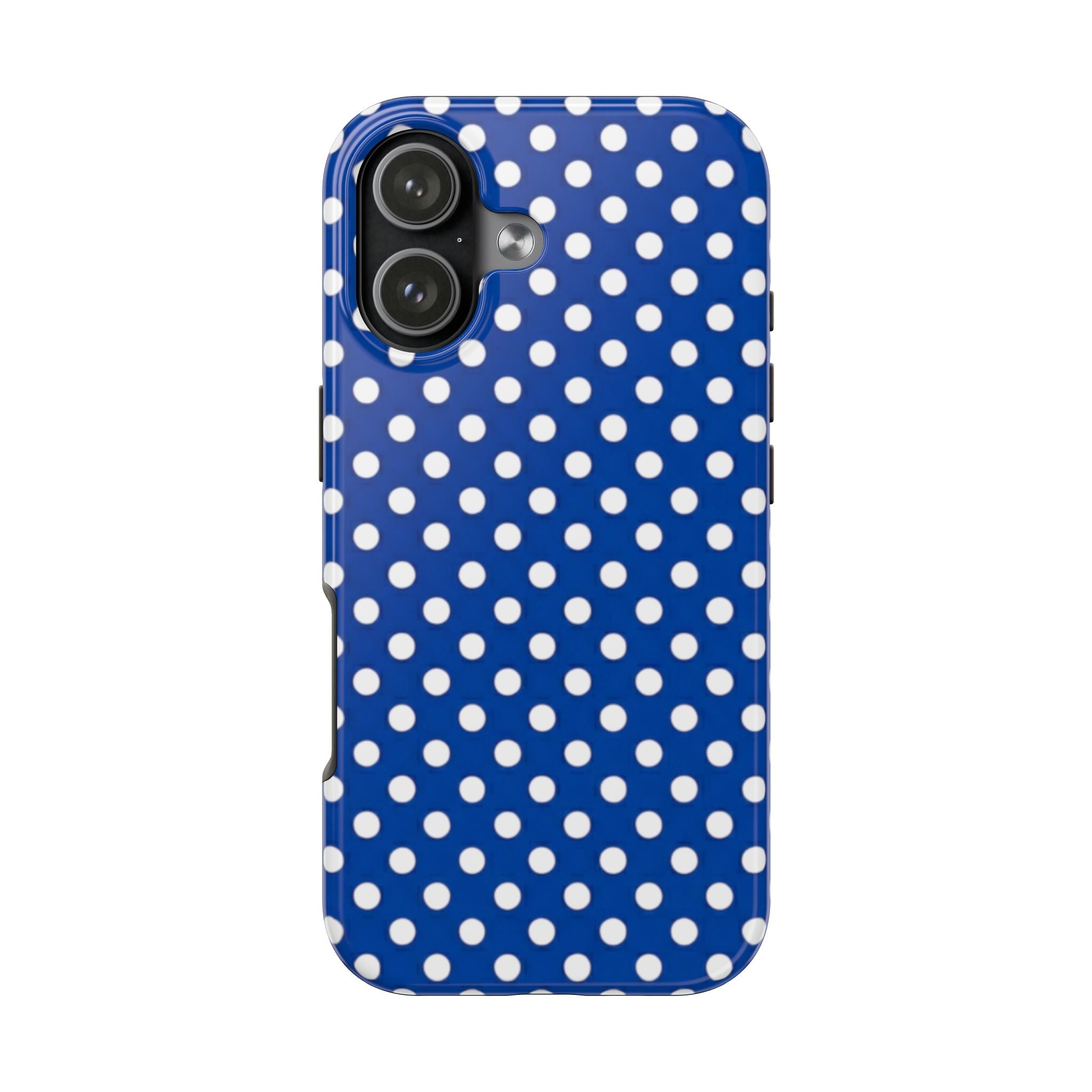 Polka Dot Tough Phone Case — Navy Blue White Dot Protective Phone Cover
