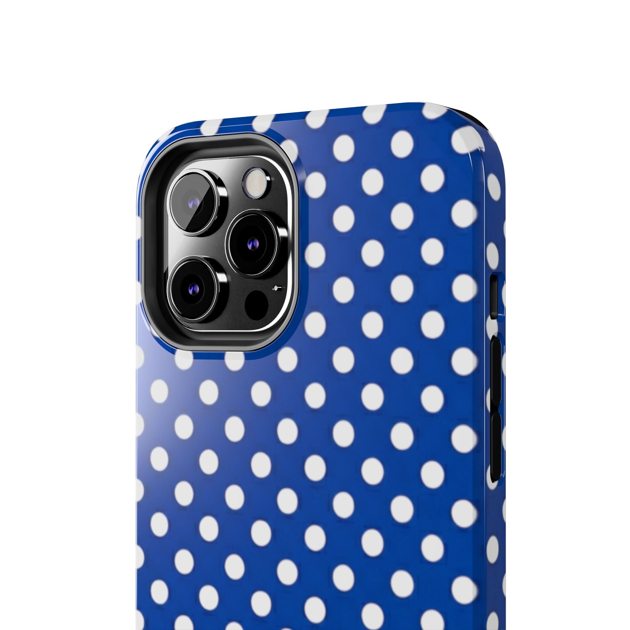 Polka Dot Tough Phone Case — Navy Blue White Dot Protective Phone Cover