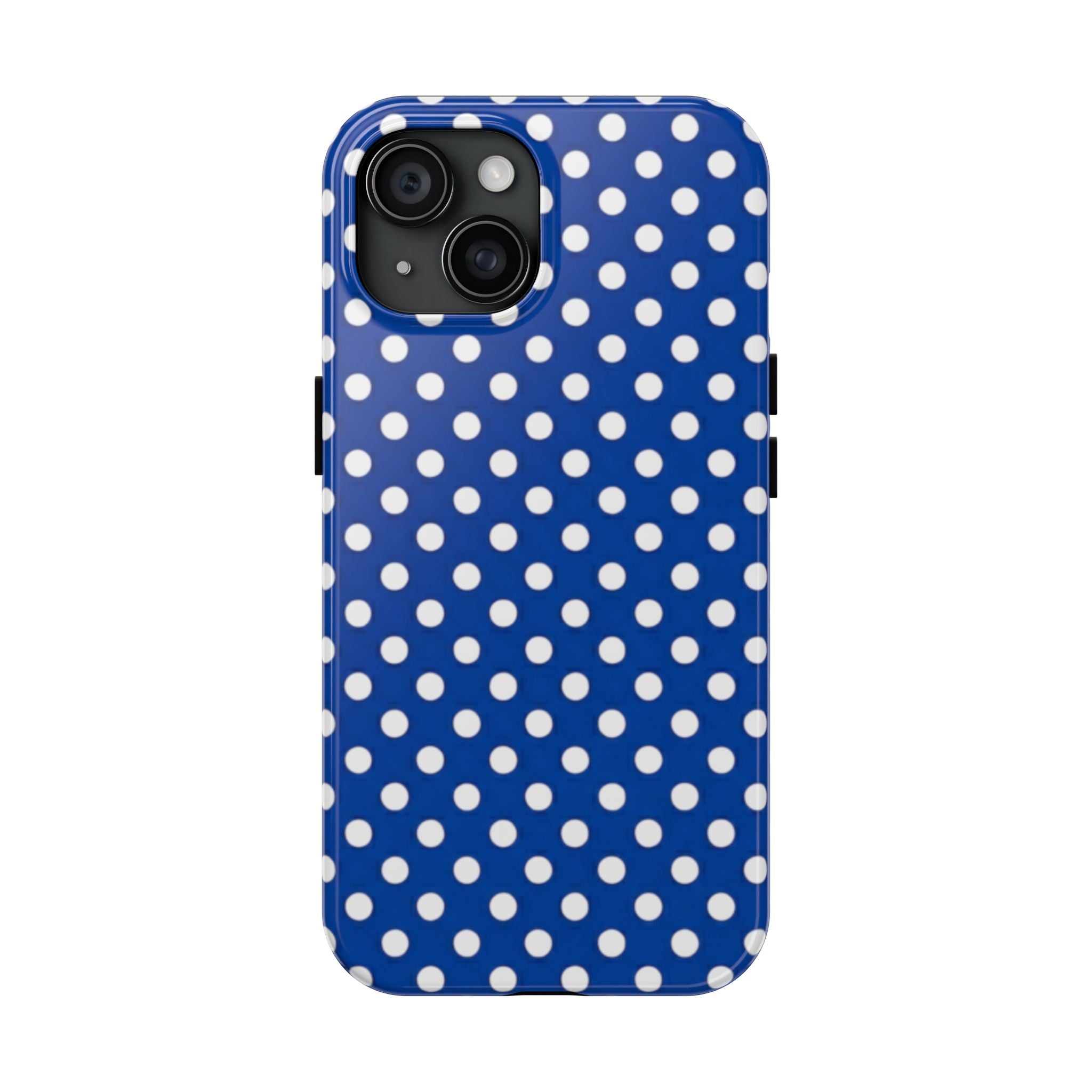 Polka Dot Tough Phone Case — Navy Blue White Dot Protective Phone Cover