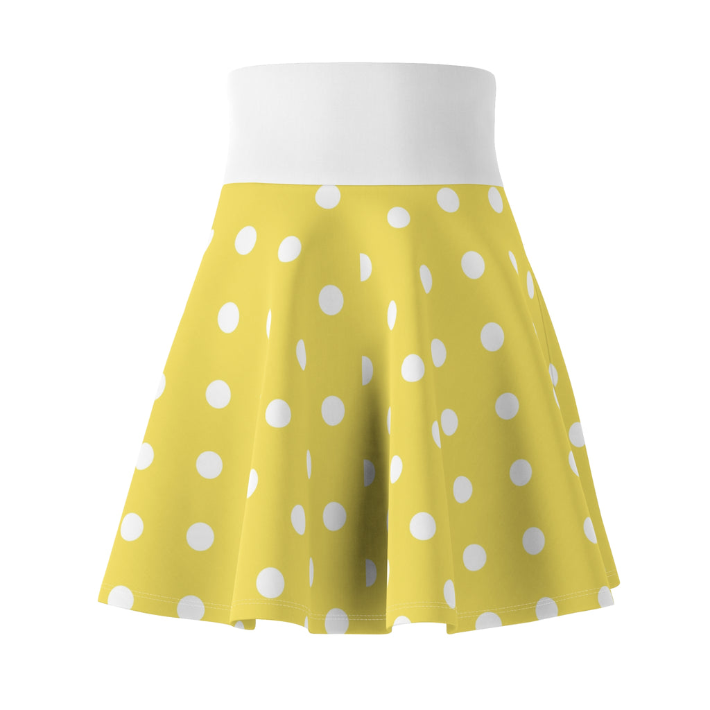 Yellow Polka Dot Skater Skirt — Retro Summer Flowy Skirt
