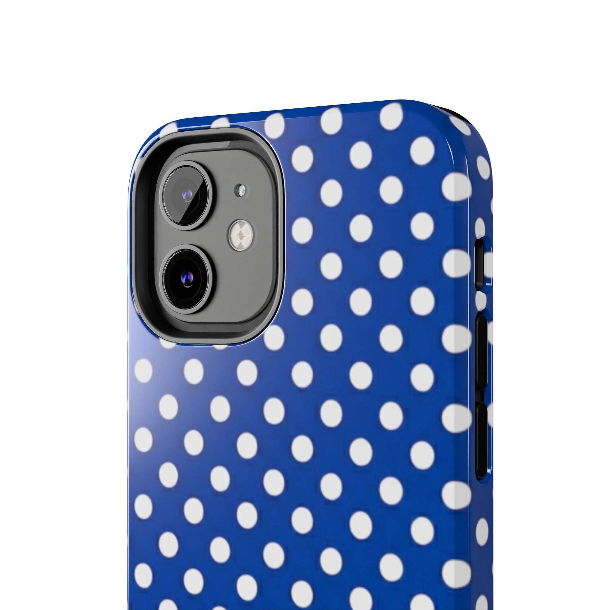 Polka Dot Tough Phone Case — Navy Blue White Dot Protective Phone Cover