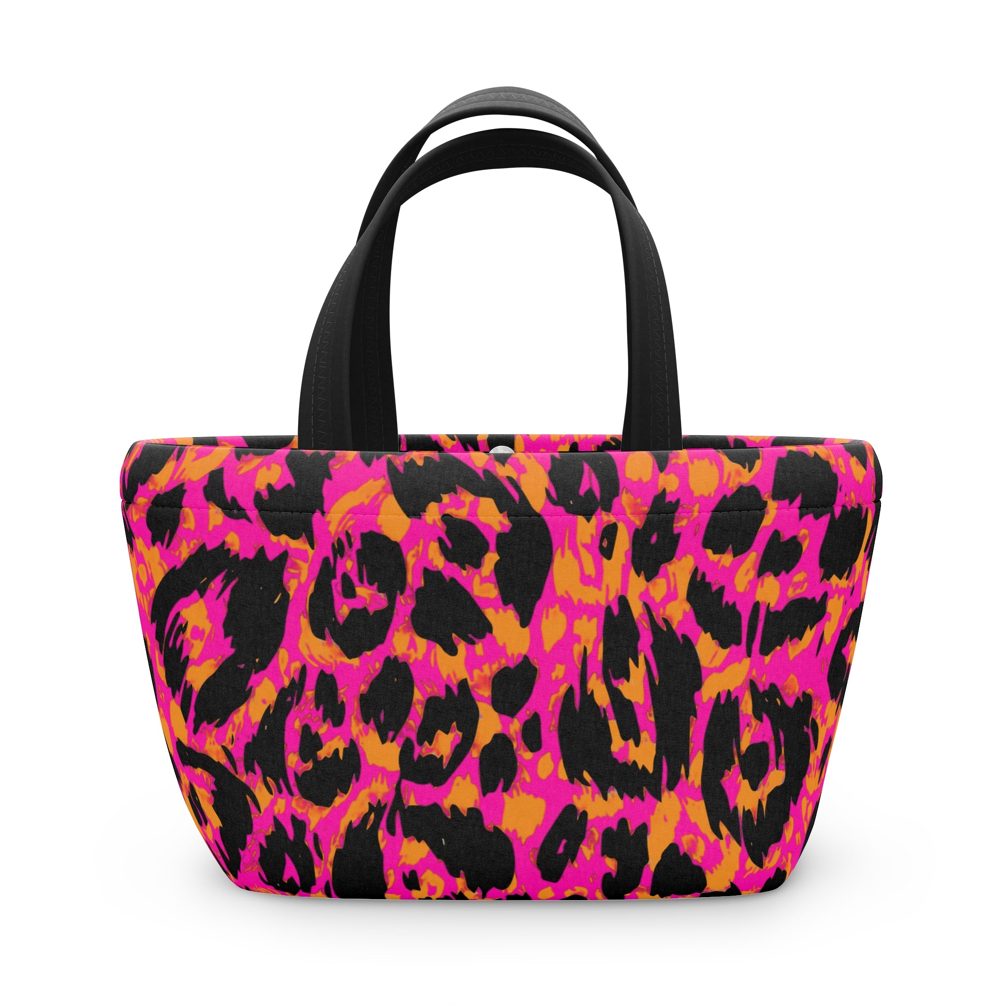 A Hot Pink & Orange Animal Print Insulated Tote/lunch bag