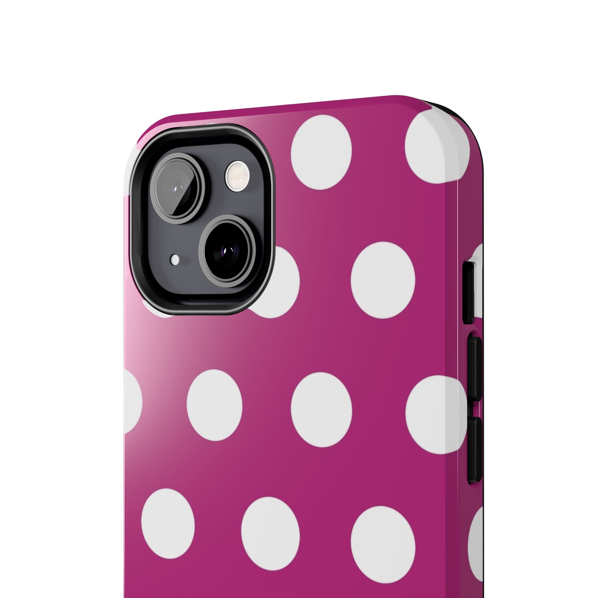 Magenta Polka Dot Tough Phone Case — Durable Protective Cover with White Dots