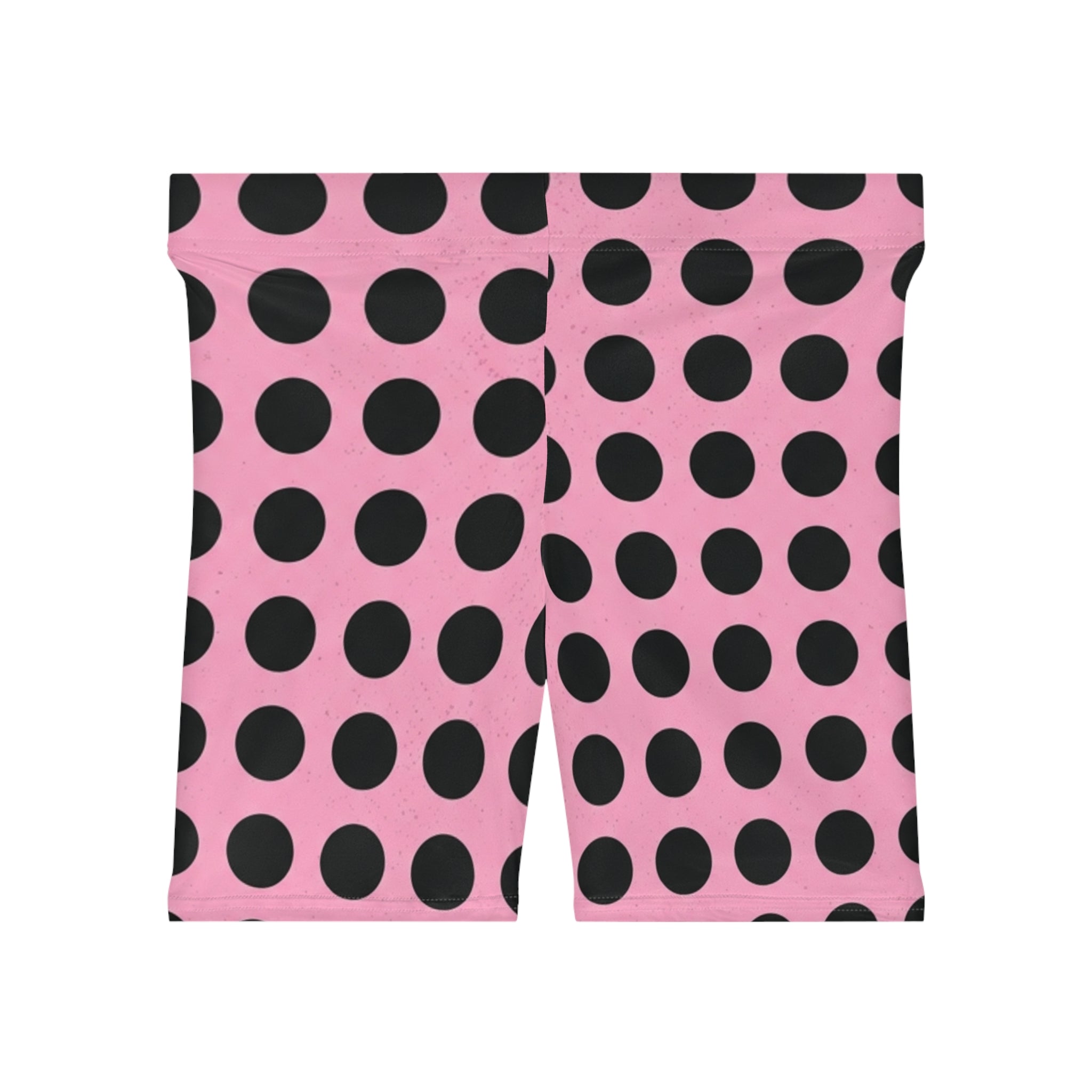 Pink & Black Polka Dot Biker Shorts — Women's Trendy High-Waist Activewear
