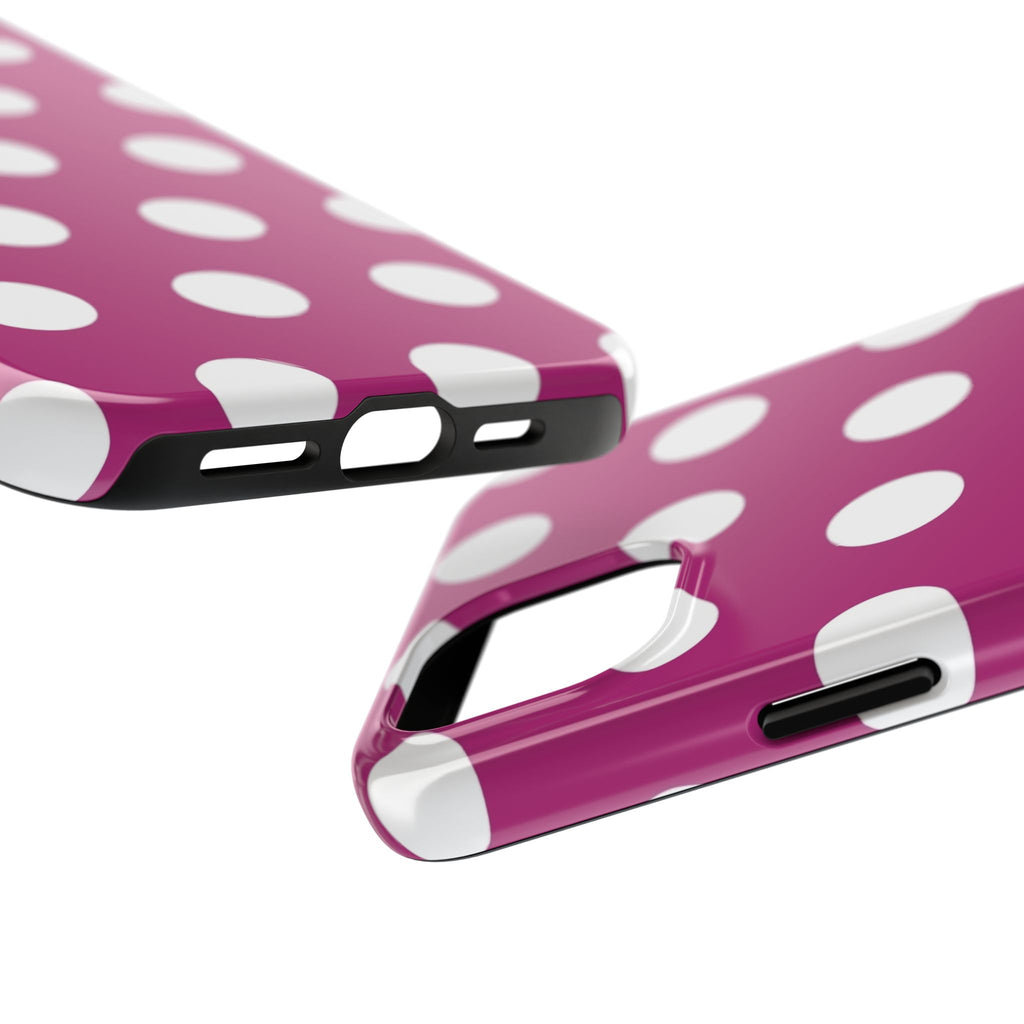 Magenta Polka Dot Tough Phone Case — Durable Protective Cover with White Dots