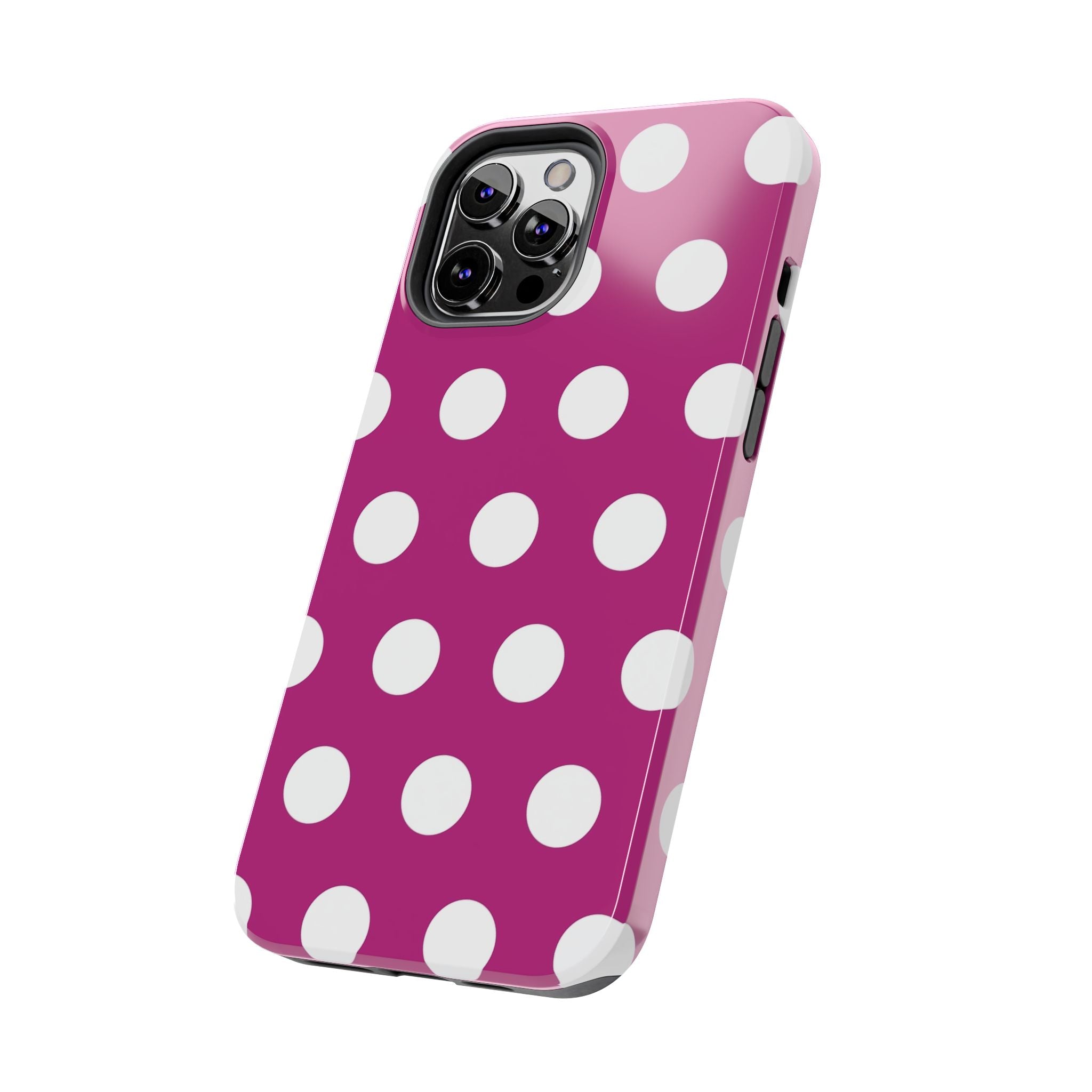 Magenta Polka Dot Tough Phone Case — Durable Protective Cover with White Dots
