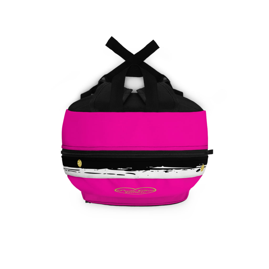 Pink Striped Gold Dot Backpack — 'Pretty Glam' Heart Logo