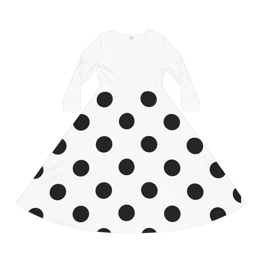 Polka Dot Swing Dress — Long Sleeve Dance Skater Dress