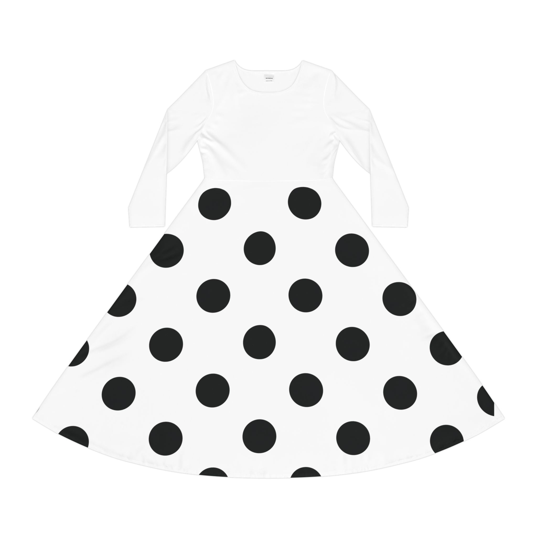 Polka Dot Swing Dress — Long Sleeve Dance Skater Dress