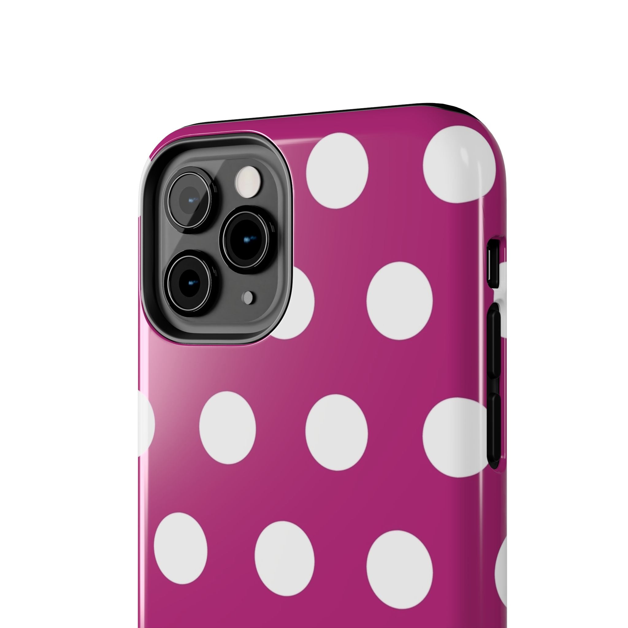 Magenta Polka Dot Tough Phone Case — Durable Protective Cover with White Dots