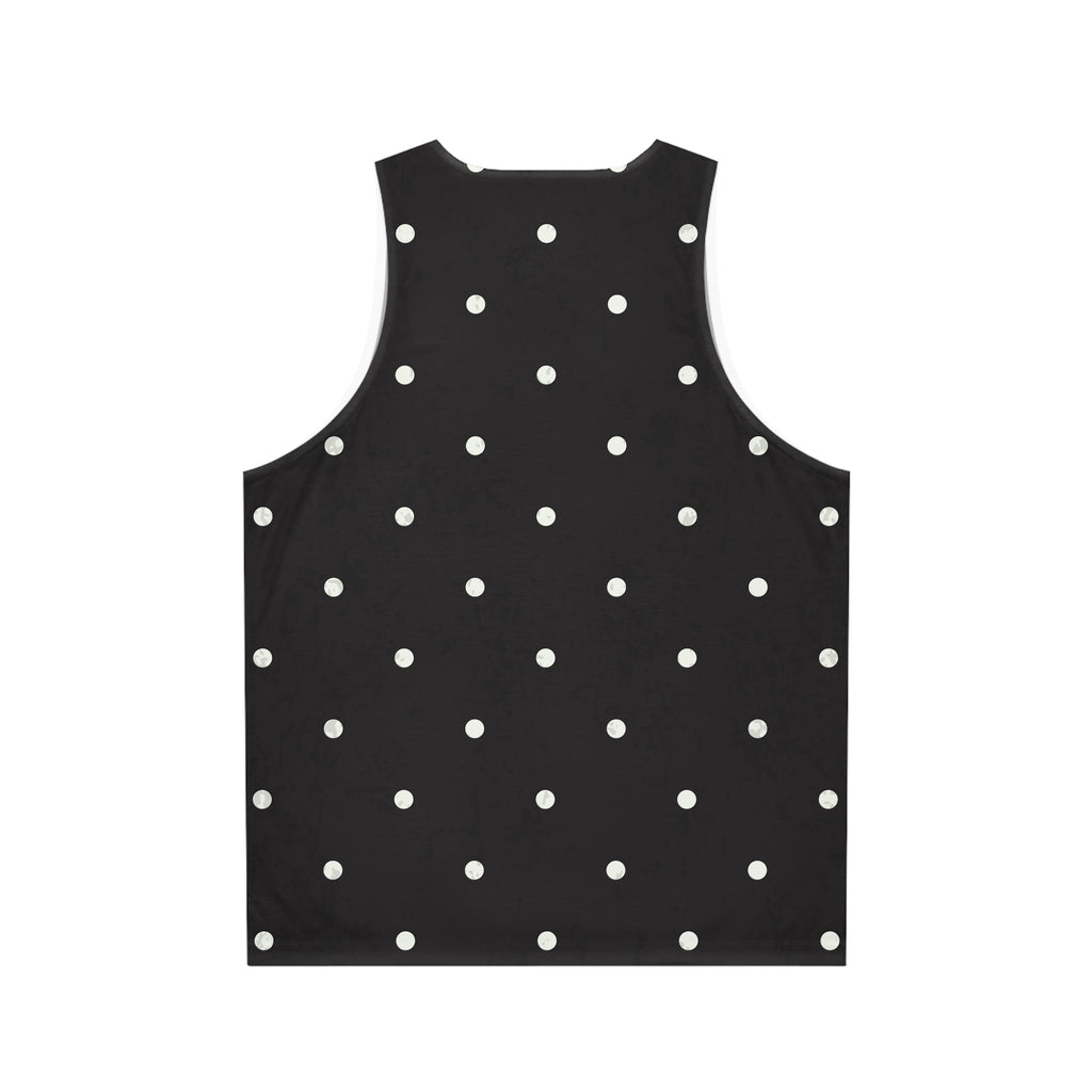 Polka Dot Black Tank Top — Classic White Spot All-Over Print