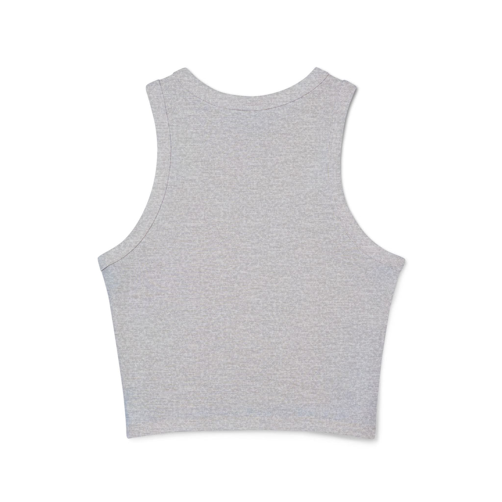 Women's Racer Tank — 'Love Yourself' Heart Micro Rib Crop Top