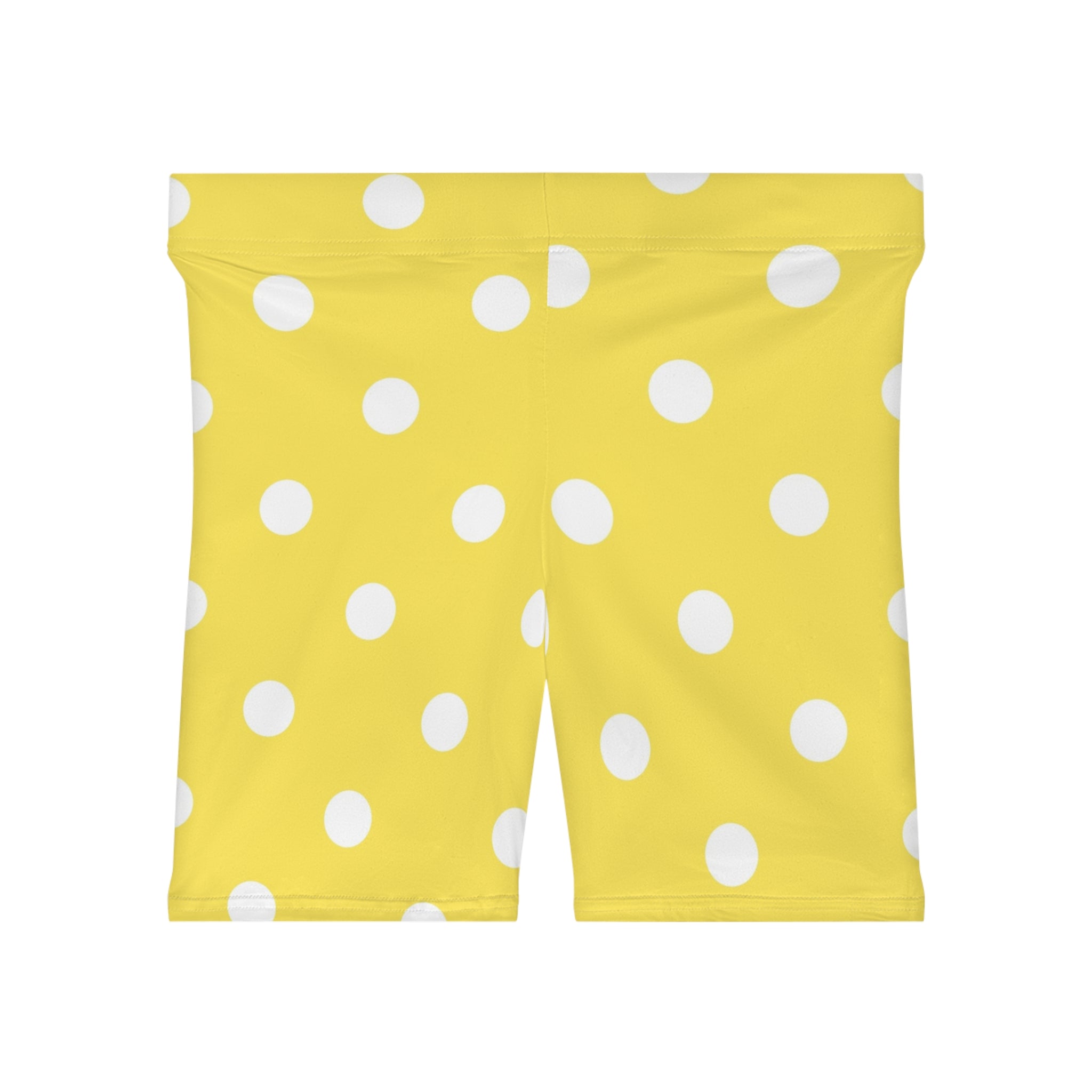 Yellow Polka Dot Biker Shorts — Women's Cute Summer Activewear