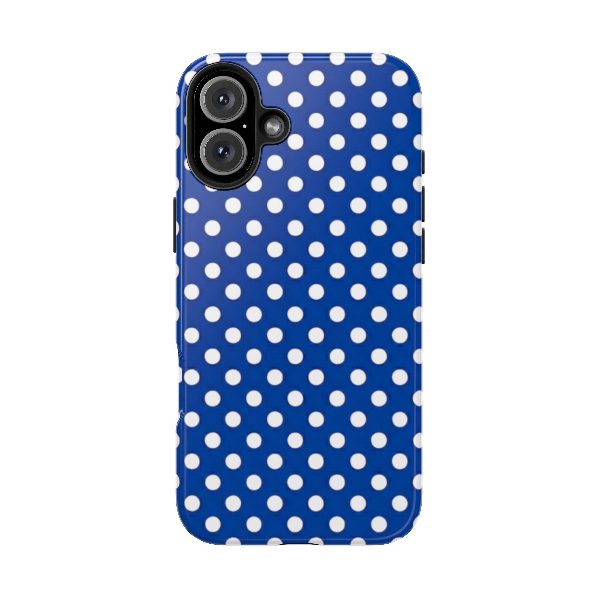 Polka Dot Tough Phone Case — Navy Blue White Dot Protective Phone Cover