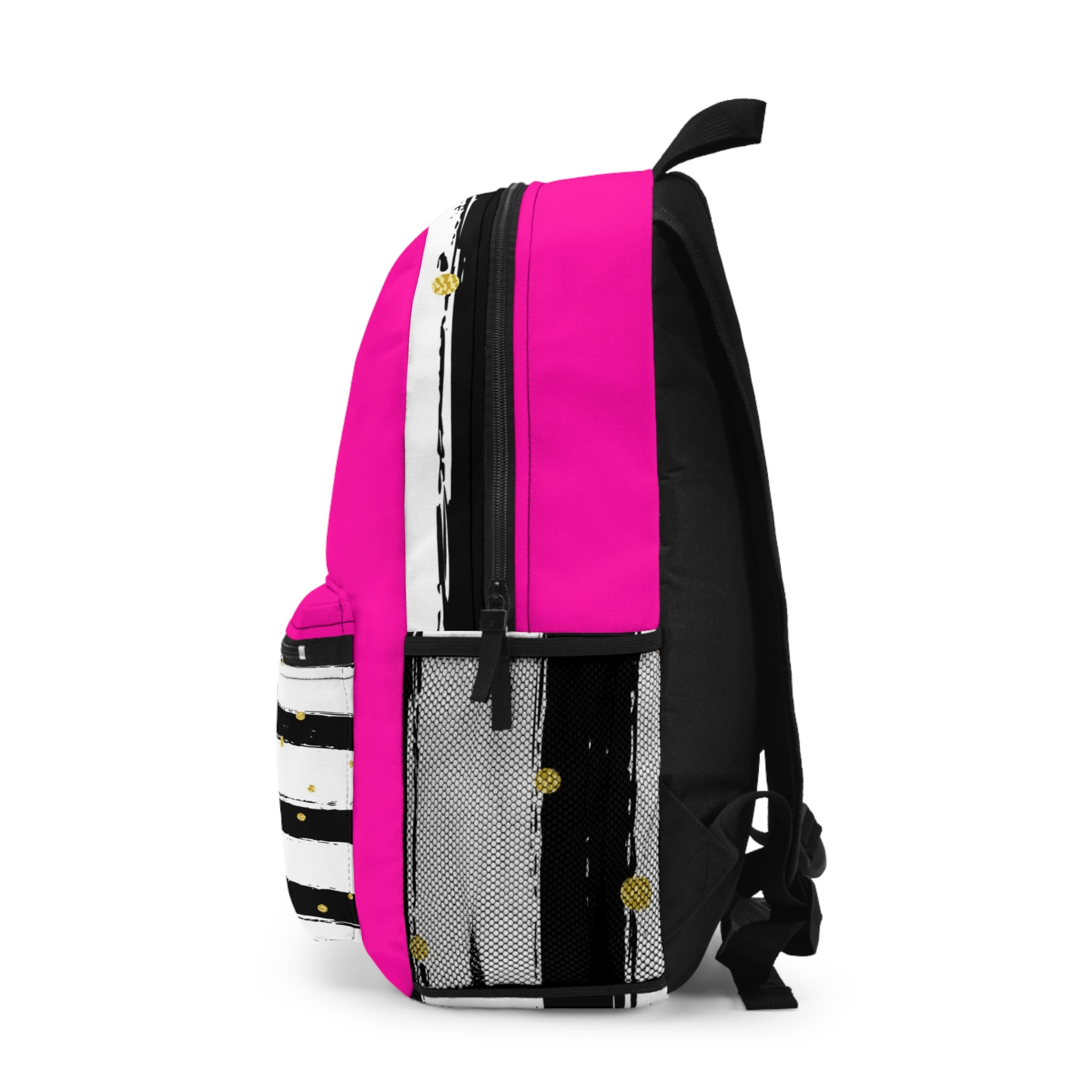 Pink Striped Gold Dot Backpack — 'Pretty Glam' Heart Logo