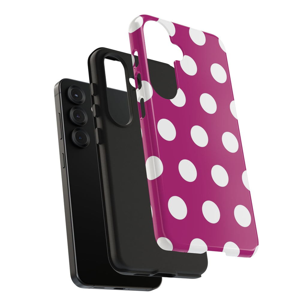 Magenta Polka Dot Tough Phone Case — Durable Protective Cover with White Dots
