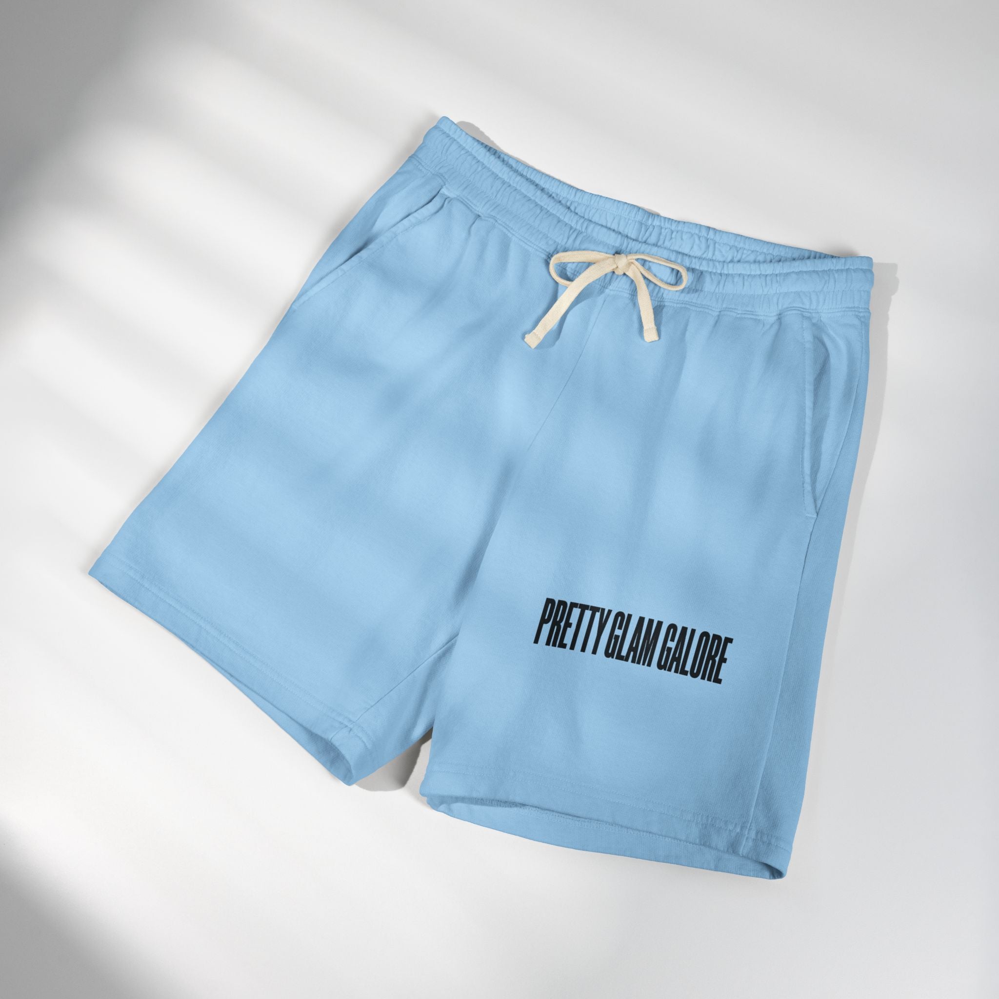Pretty Glam Galore Fleece Sweat Shorts — Lightweight Garment-Dyed Lounge Shorts
