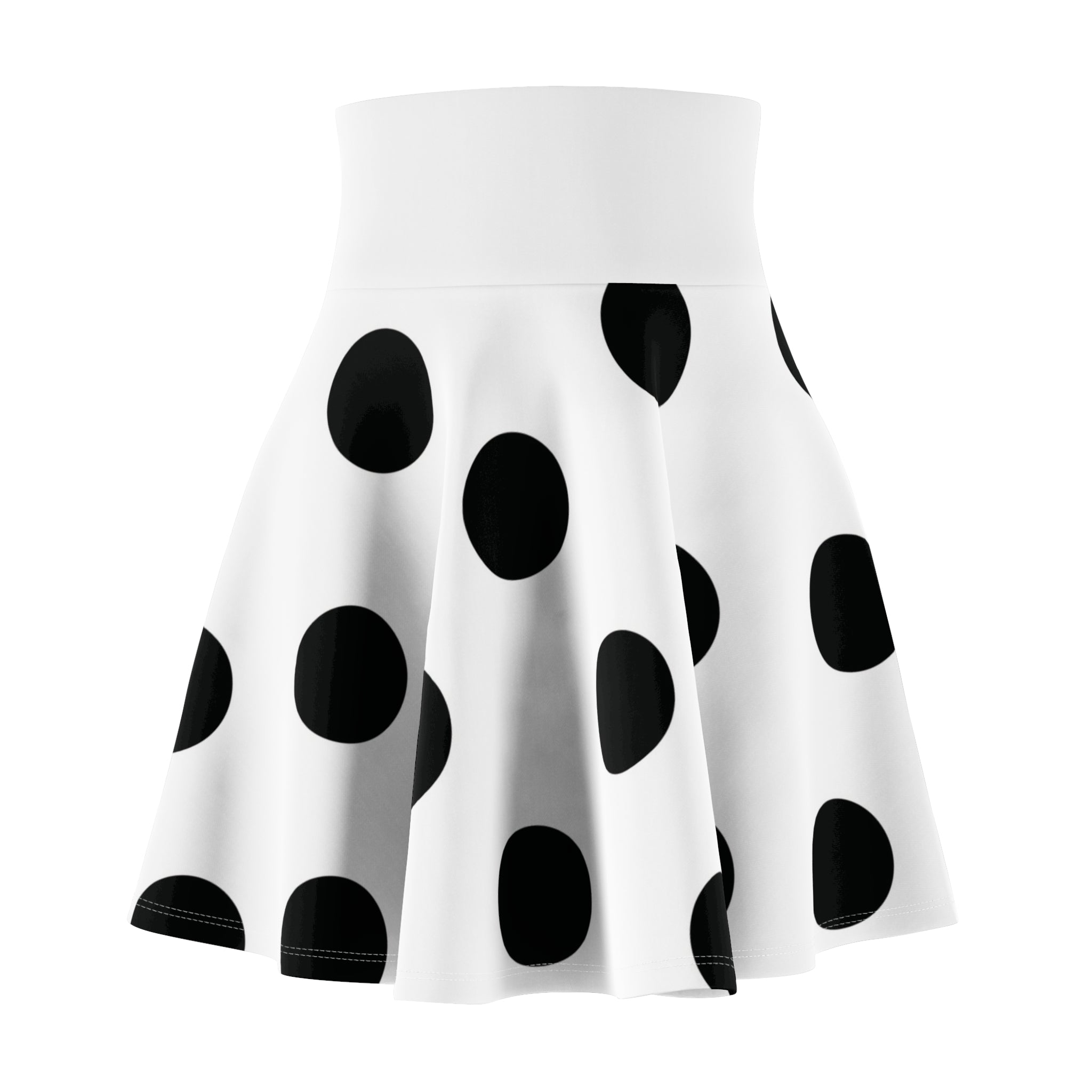 Polka Dot Skater Skirt — Black & White Retro Circle Print