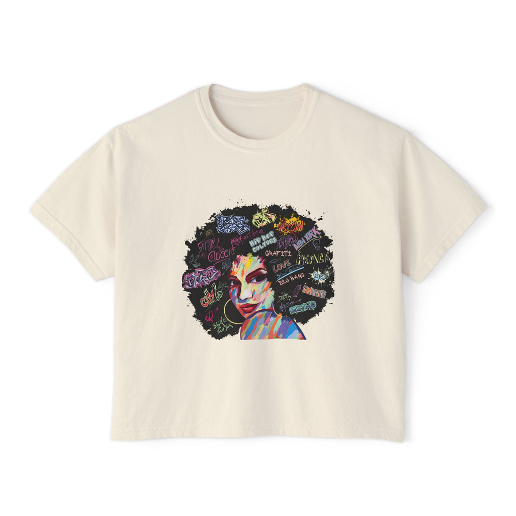 Afro Art Pop Women's Boxy Tee — Empowerment Graphic Tee