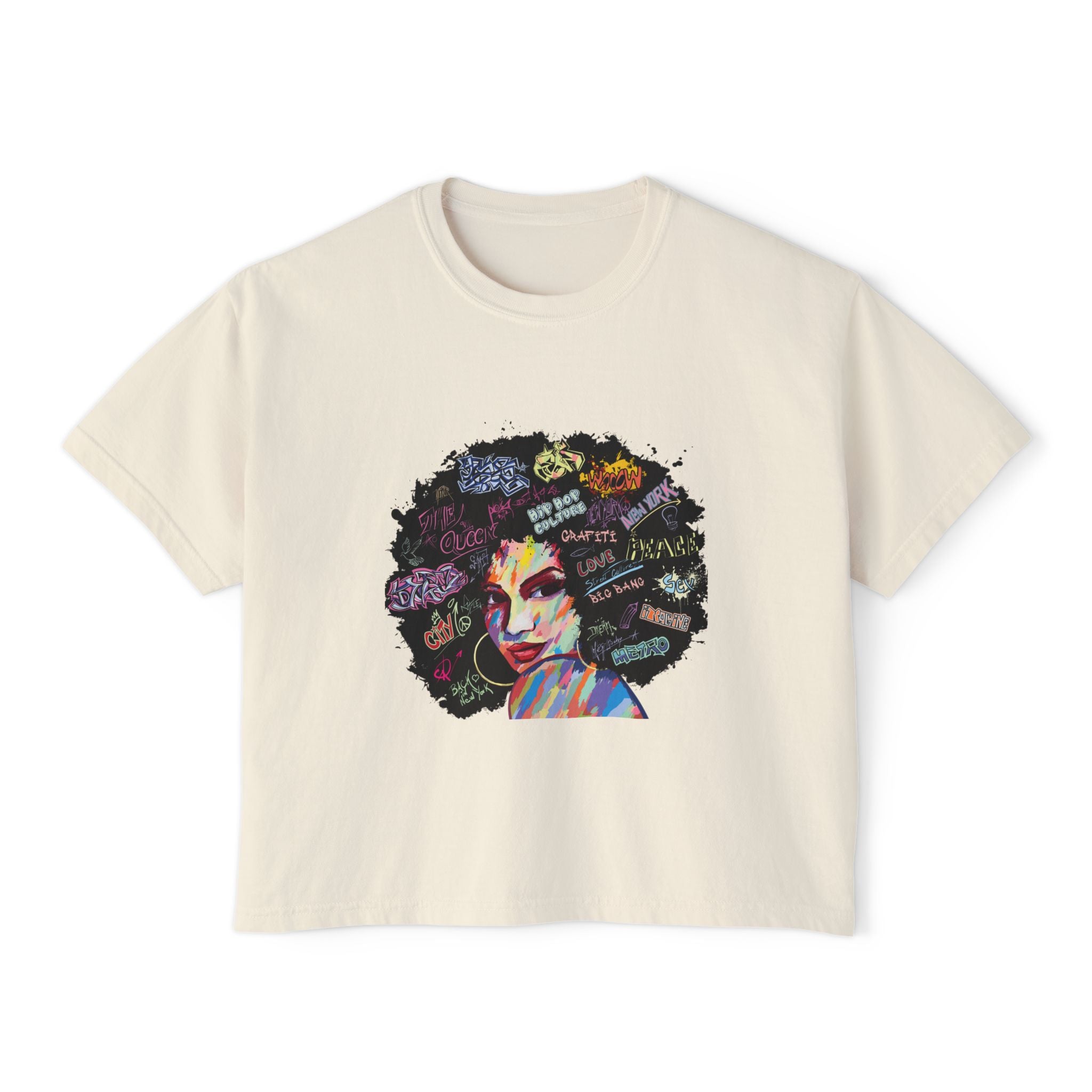 Afro Art Pop Women's Boxy Tee — Empowerment Graphic Tee