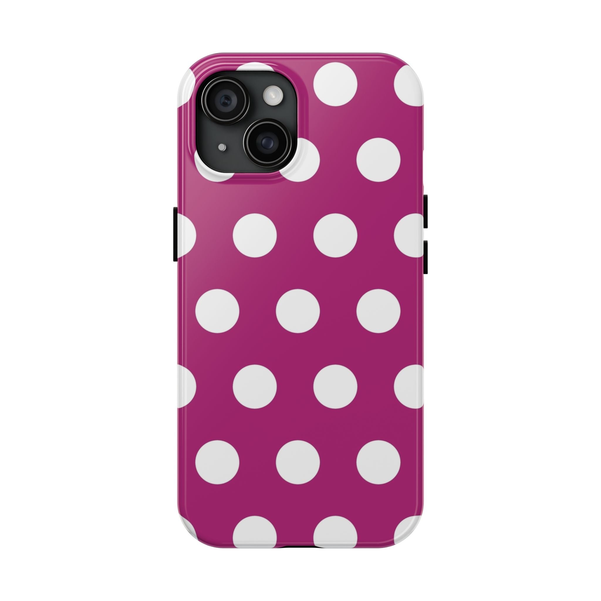 Magenta Polka Dot Tough Phone Case — Durable Protective Cover with White Dots