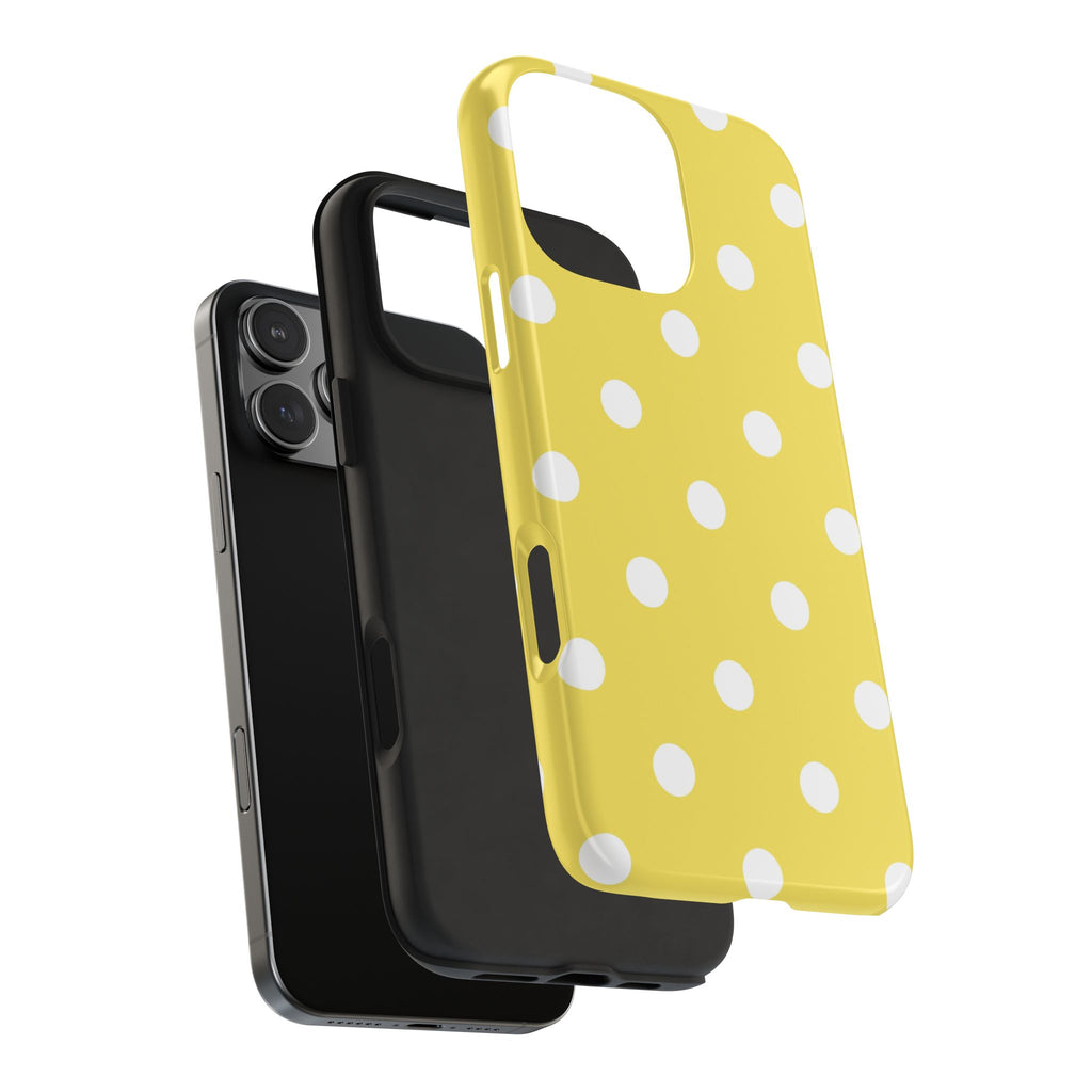 Yellow Polka Dot Tough Phone Case — Cute Protective Phone Cover