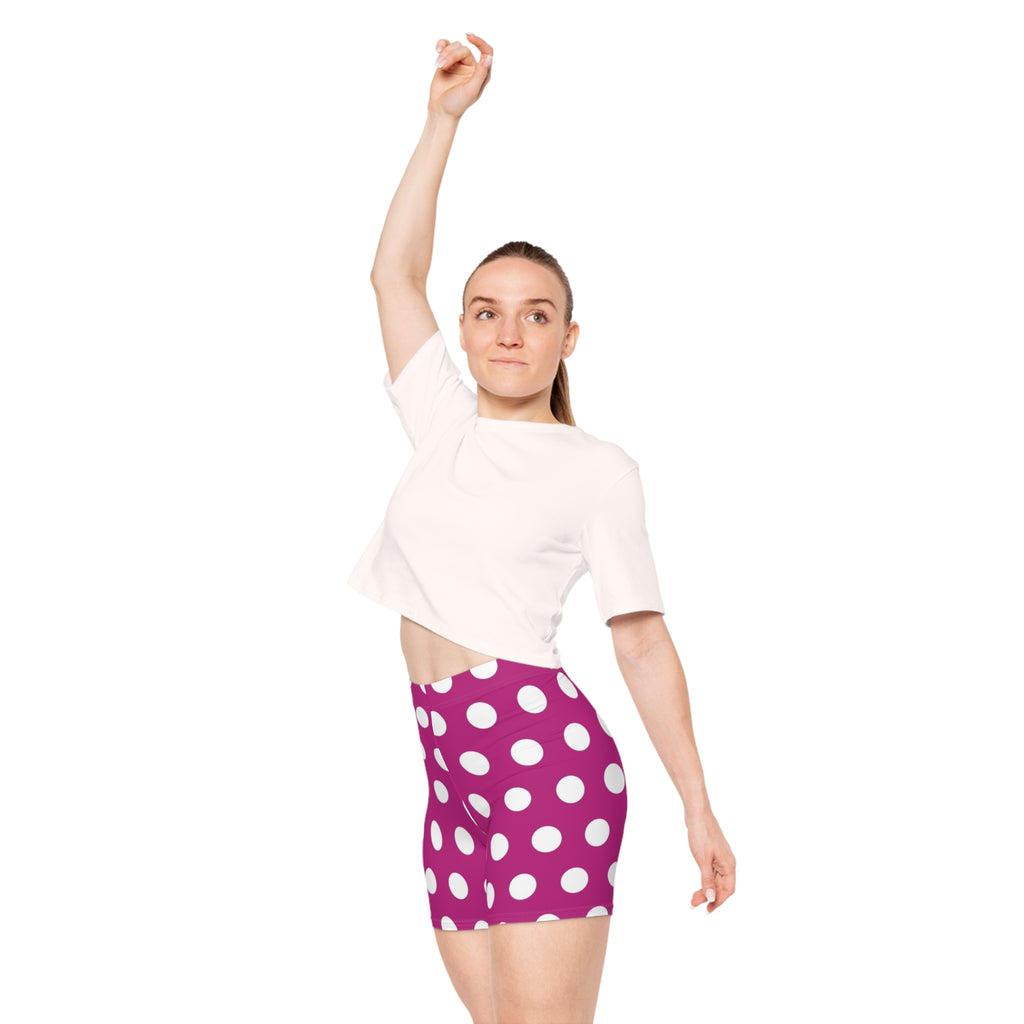 Pink Polka Dot Biker Shorts — Women's Stretch Activewear