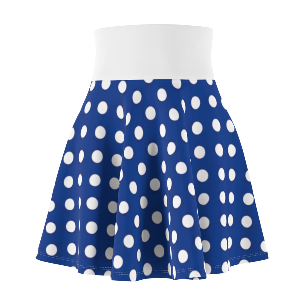 Polka Dot Skater Skirt – Retro Navy & White AOP