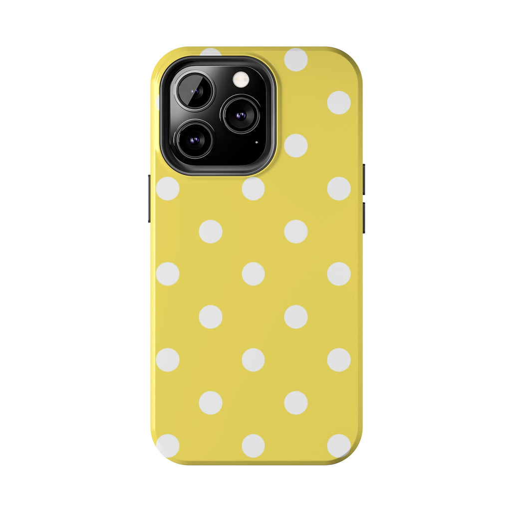 Yellow Polka Dot Tough Phone Case — Cute Protective Phone Cover