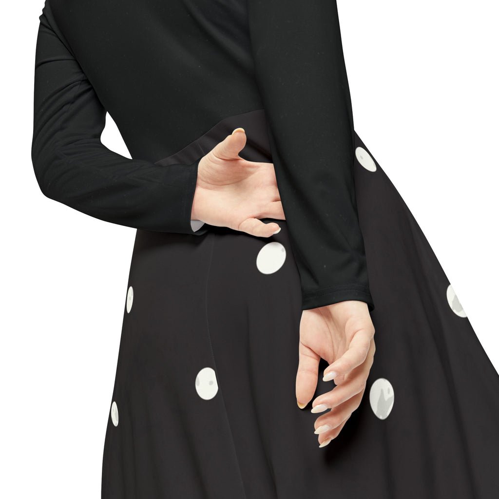 Polka Dot Long Sleeve Dance Dress — Retro Swing Skirt