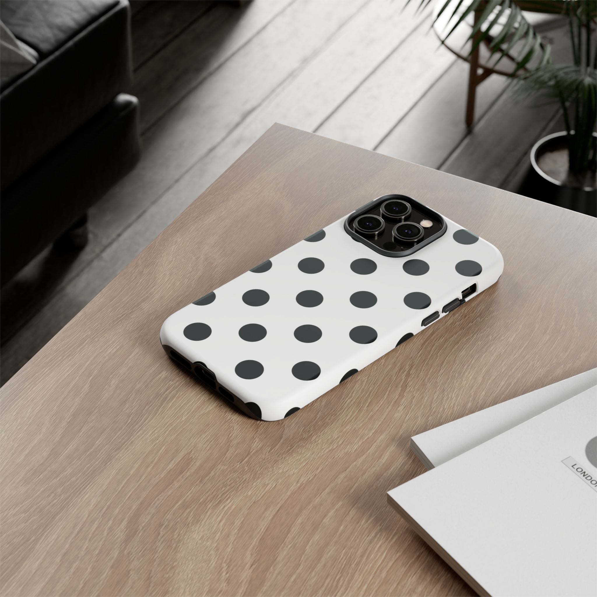Black Polka Dot Tough Phone Case