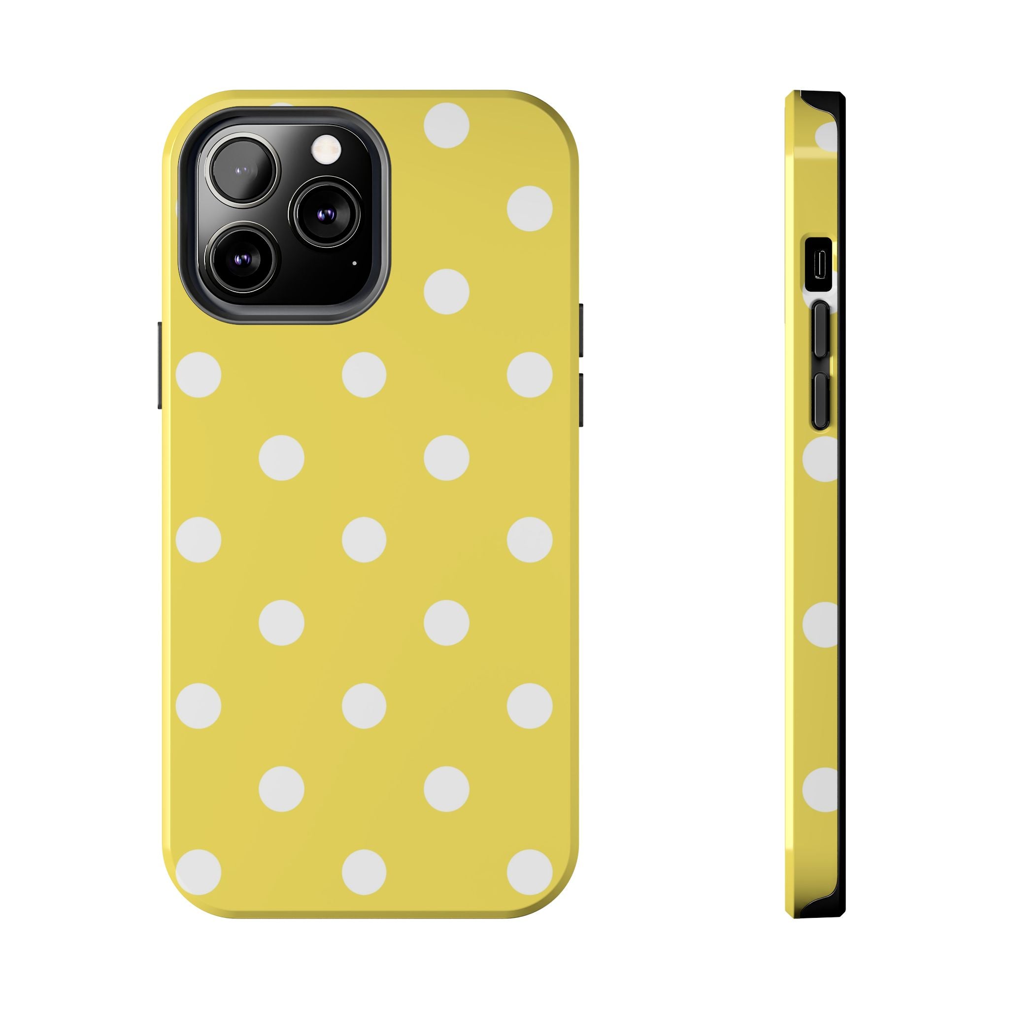 Yellow Polka Dot Tough Phone Case — Cute Protective Phone Cover