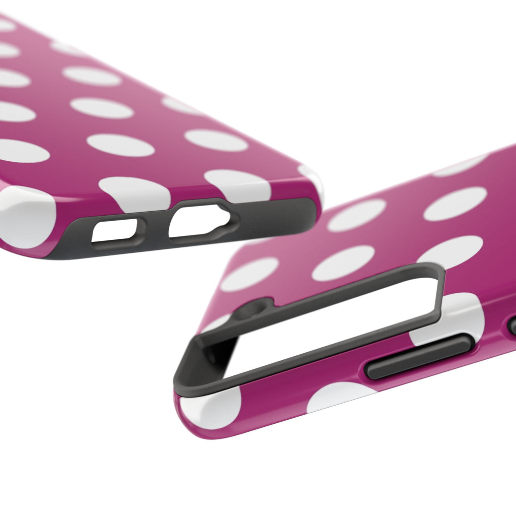 Magenta Polka Dot Tough Phone Case — Durable Protective Cover with White Dots
