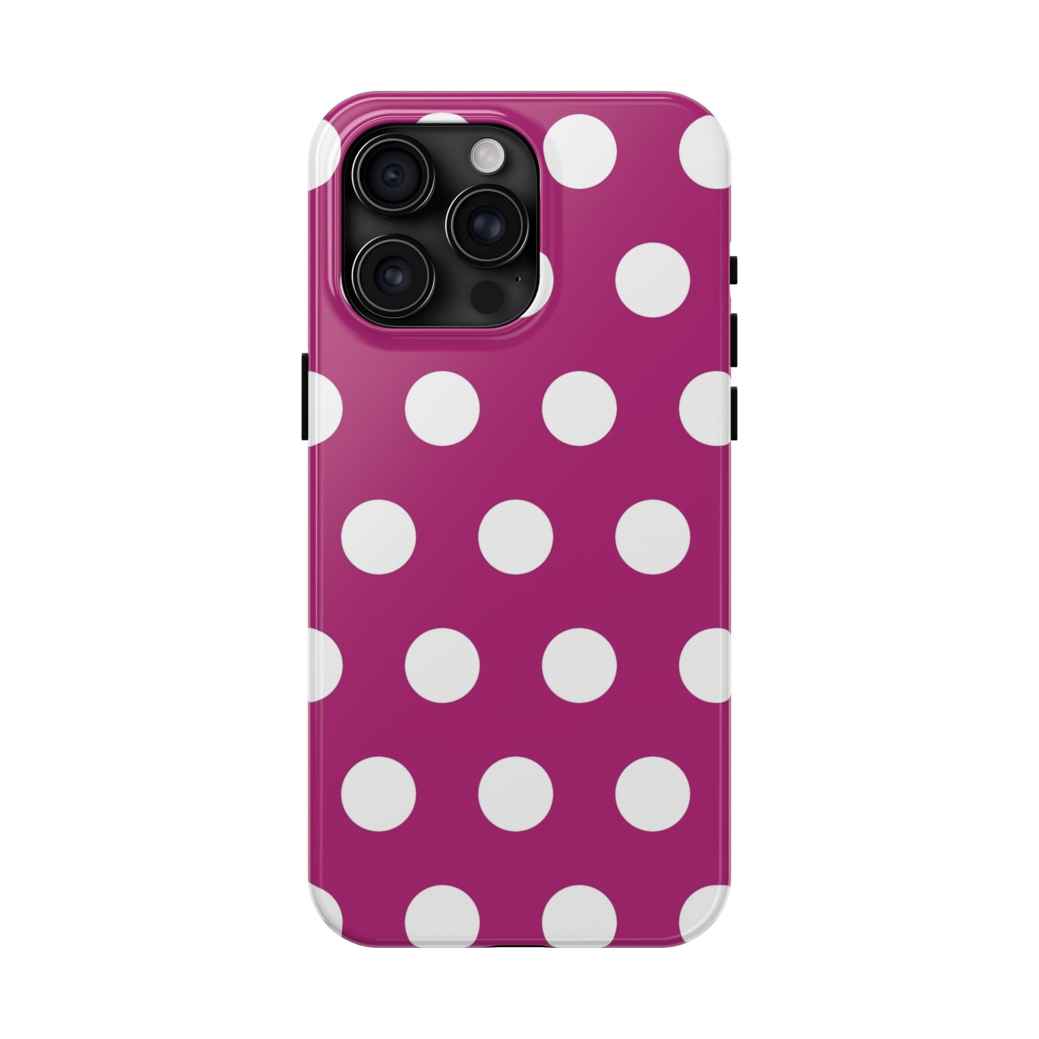 Magenta Polka Dot Tough Phone Case — Durable Protective Cover with White Dots