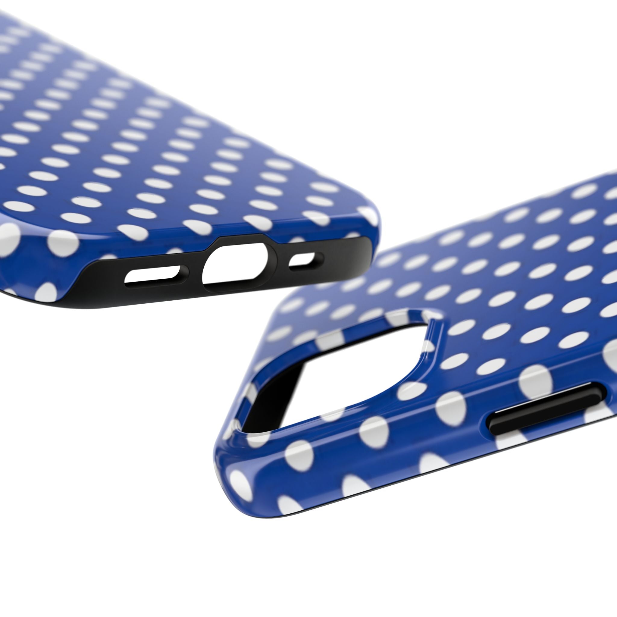 Polka Dot Tough Phone Case — Navy Blue White Dot Protective Phone Cover