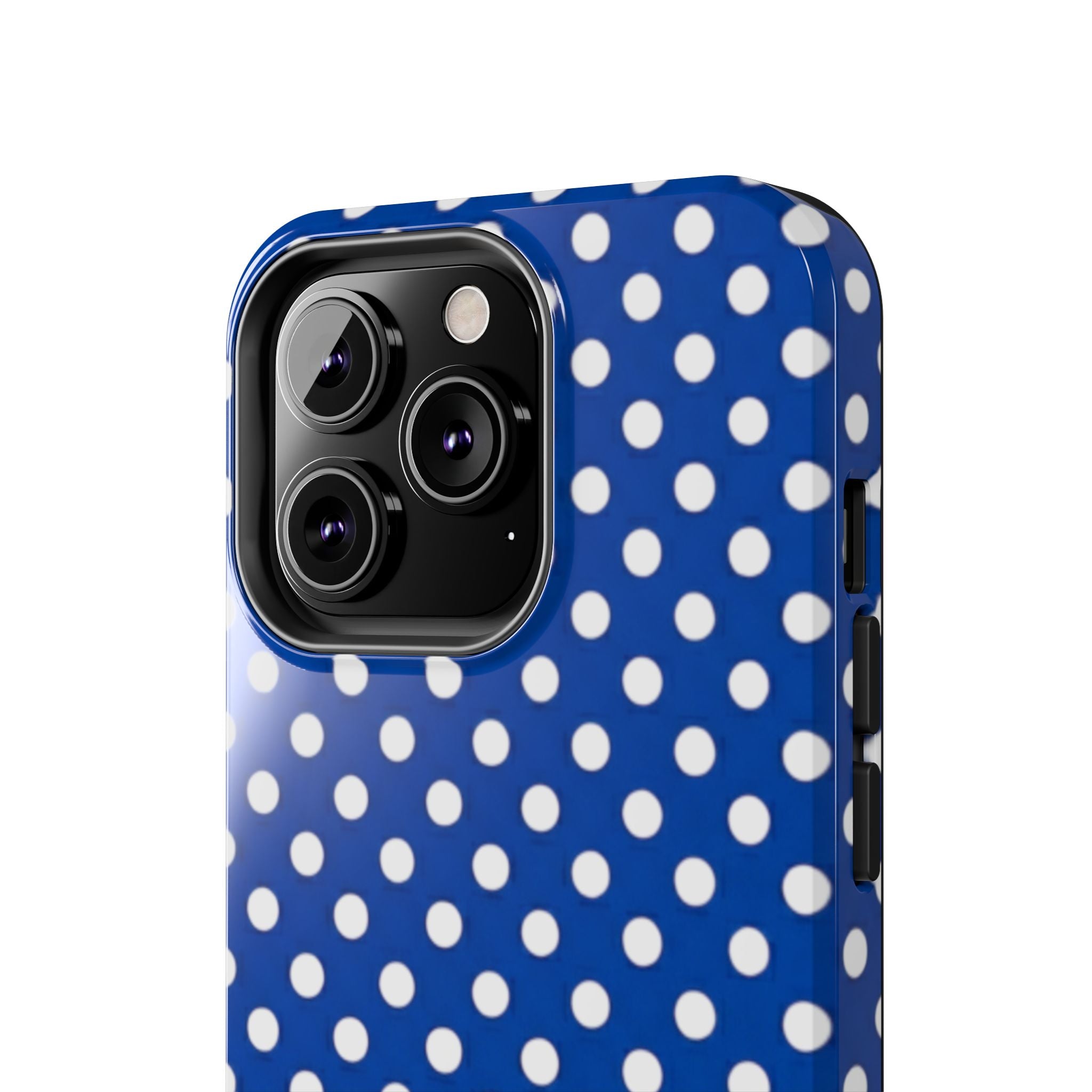 Polka Dot Tough Phone Case — Navy Blue White Dot Protective Phone Cover