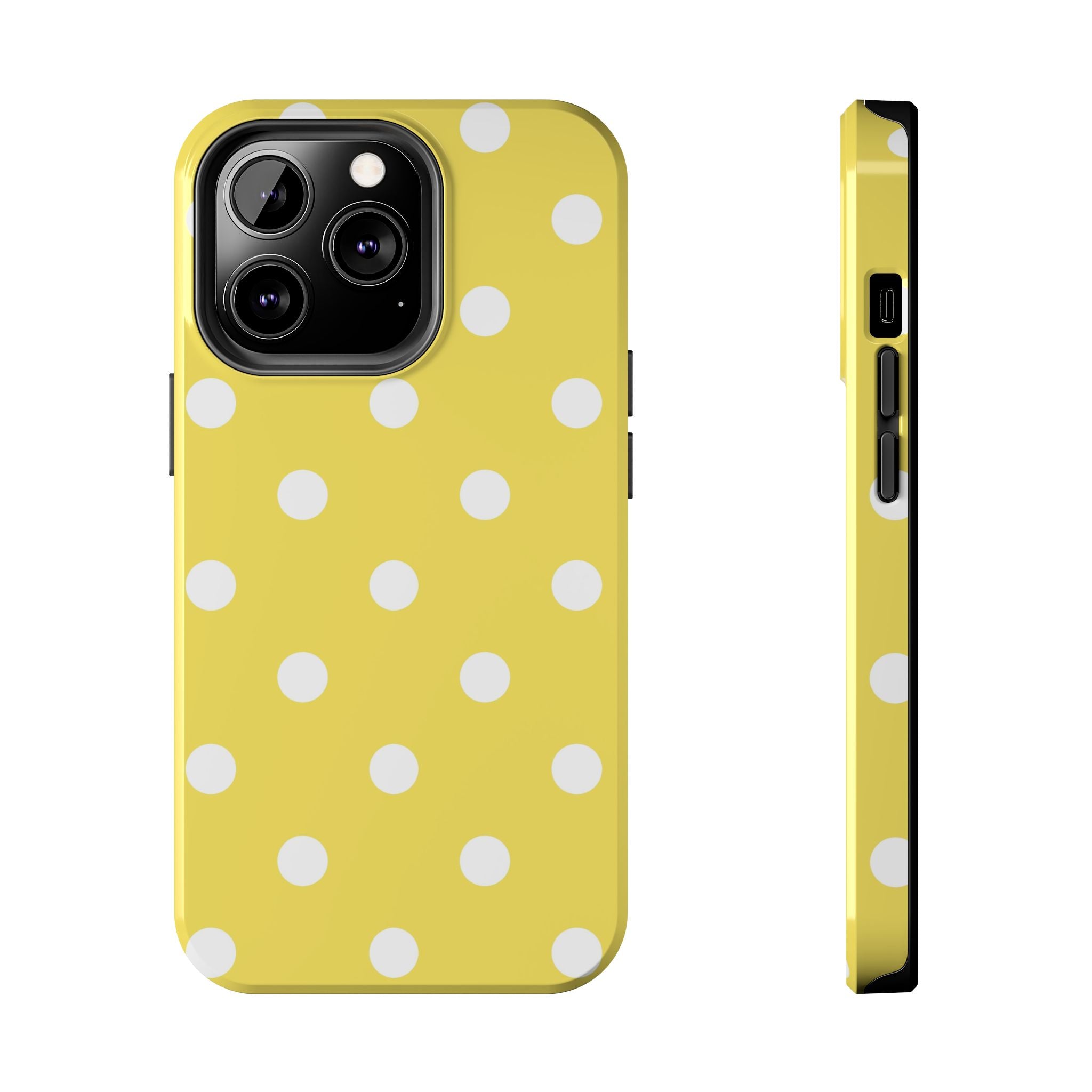 Yellow Polka Dot Tough Phone Case — Cute Protective Phone Cover