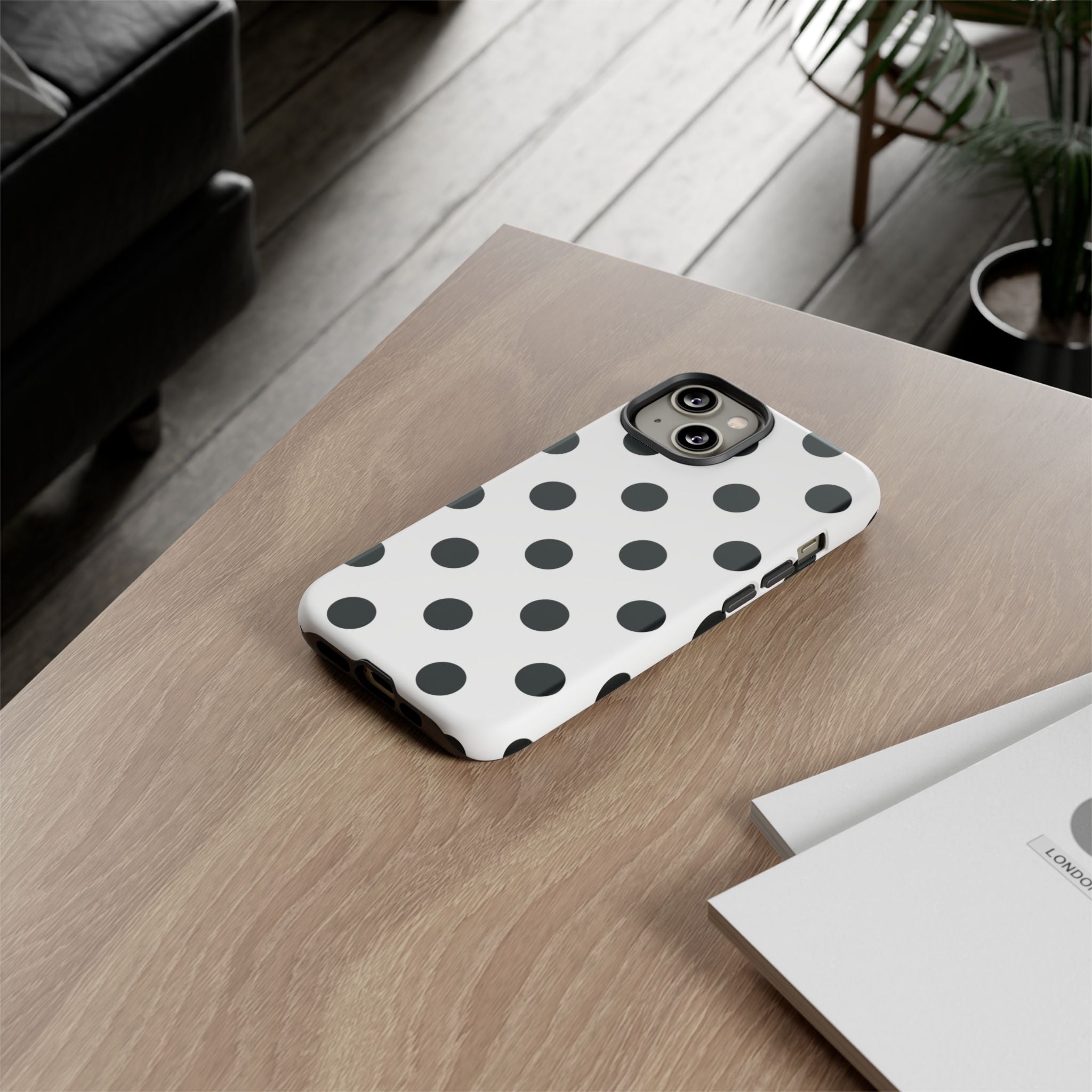 Black Polka Dot Tough Phone Case