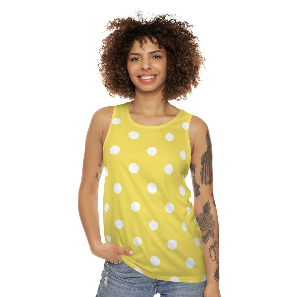Yellow Polka Dot Tank Top — Bright Retro Summer All-Over Print