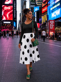 Polka Dot Swing Dress — Long Sleeve Dance Skater Dress