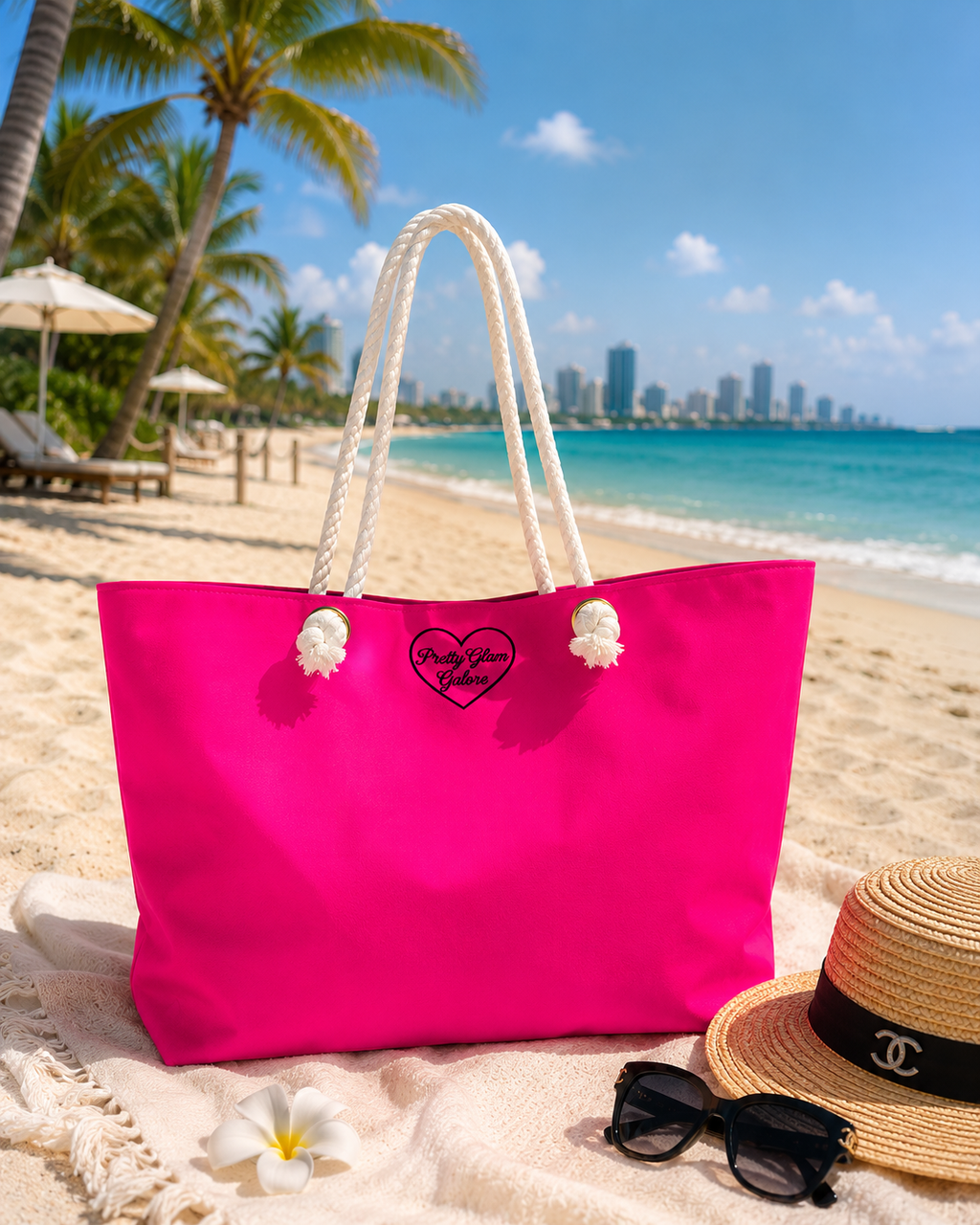 Hot Pink Weekender Bag — Heart Logo Canvas Travel Tote