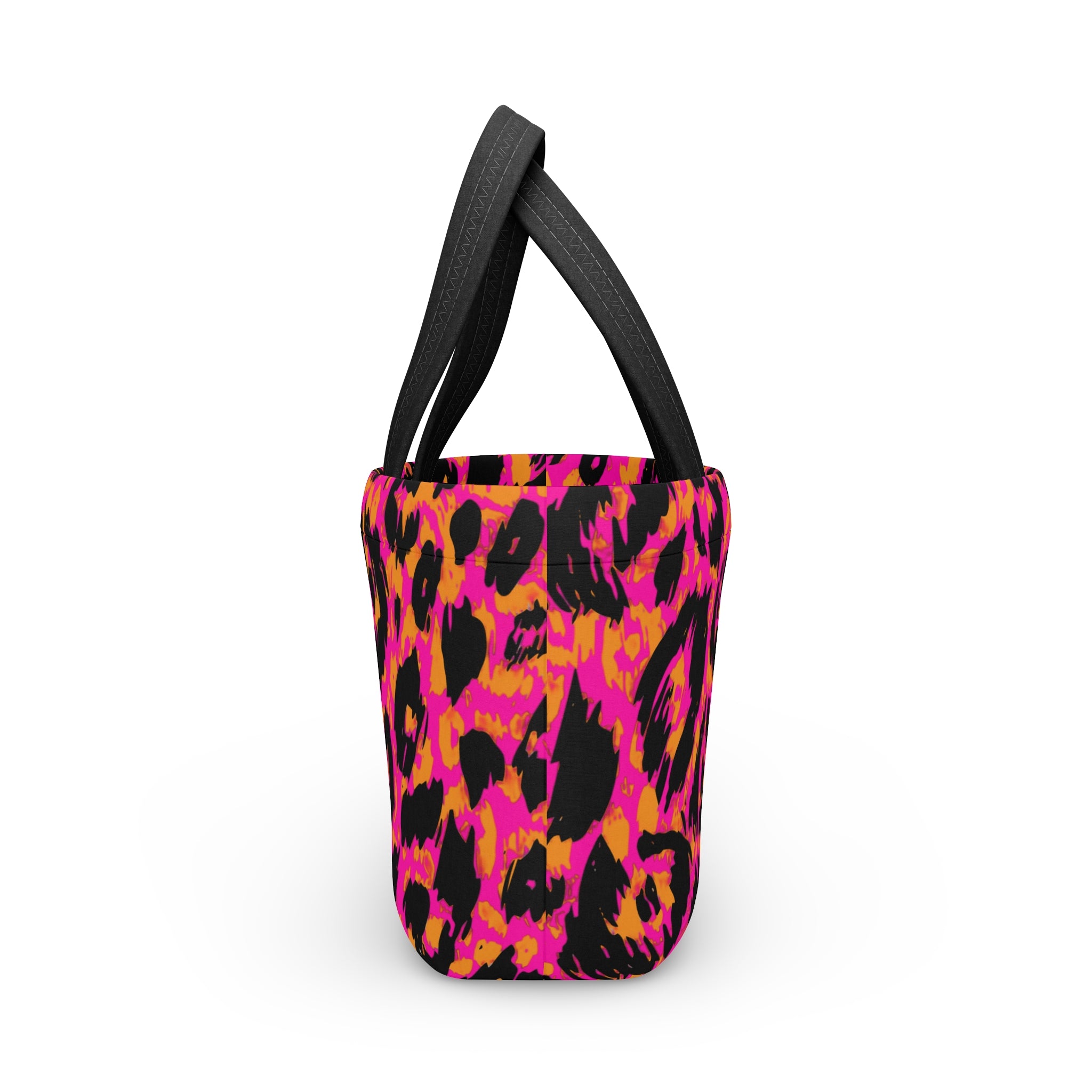 A Hot Pink & Orange Animal Print Insulated Tote/lunch bag