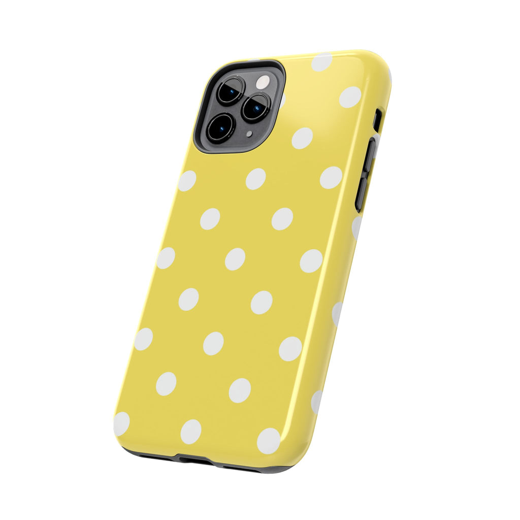 Yellow Polka Dot Tough Phone Case — Cute Protective Phone Cover