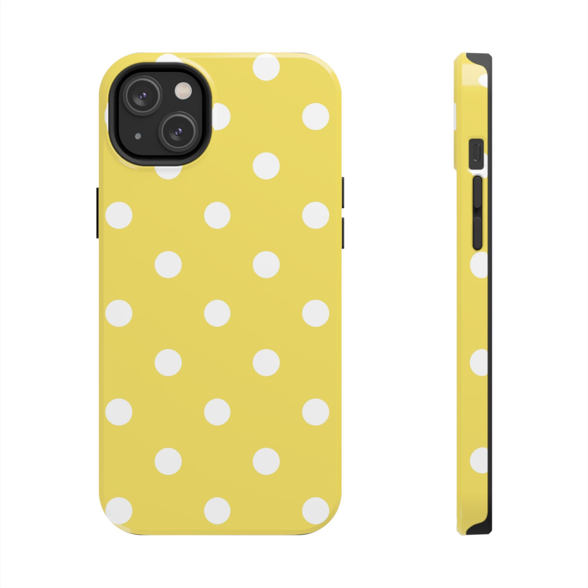 Yellow Polka Dot Tough Phone Case — Cute Protective Phone Cover